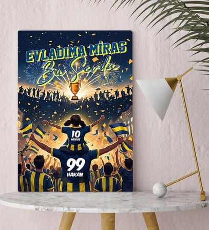 BK Gift Kişiye Özel İsimli Baba-Kız Sarı Lacivert Evladıma Miras Bu Sevda Kanvas Tablo-3, Ev Hediyesi, Doğum Günü Hediyesi, Taraftar Hediyesi