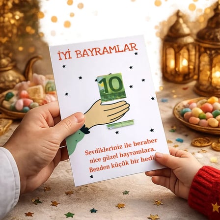 BK Gift Bayram Tebrik Kartı - Bayram Harçlık Kartı - Bayram Hediyesi (10x15cm) -2