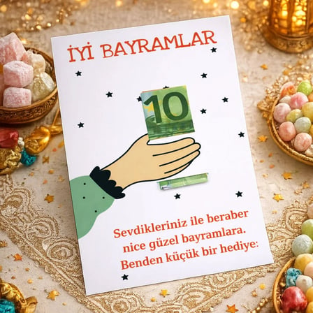 BK Gift Bayram Tebrik Kartı - Bayram Harçlık Kartı - Bayram Hediyesi (10x15cm) -2