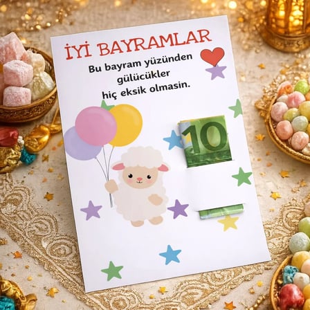 BK Gift Bayram Tebrik Kartı - Bayram Harçlık Kartı - Bayram Hediyesi (10x15cm) -3