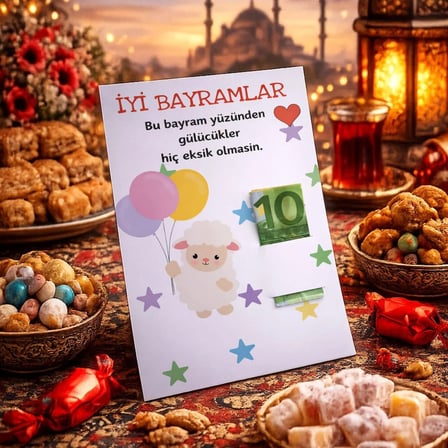 BK Gift Bayram Tebrik Kartı - Bayram Harçlık Kartı - Bayram Hediyesi (10x15cm) -3