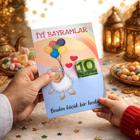 BK Gift Bayram Tebrik Kartı - Bayram Harçlık Kartı - Bayram Hediyesi (10x15cm) -4
