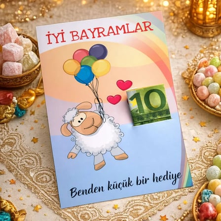 BK Gift Bayram Tebrik Kartı - Bayram Harçlık Kartı - Bayram Hediyesi (10x15cm) -4