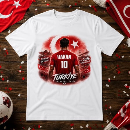 BK Gift Kişiye Özel Türkiye Taraftar Temalı 2026 Dünya Kupası Tasarımlı Tişört-1, Tek Yürek Milli Takım Ruhu