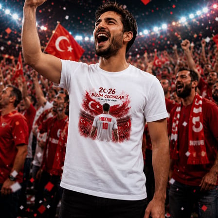 BK Gift Kişiye Özel Türkiye Taraftar Temalı 2026 Dünya Kupası Tasarımlı Tişört-2, Tek Yürek Milli Takım Ruhu