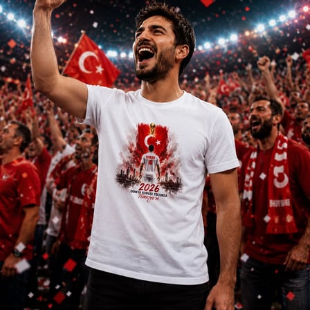 BK Gift Kişiye Özel Türkiye Taraftar Temalı 2026 Dünya Kupası Tasarımlı Tişört-3, Tek Yürek Milli Takım Ruhu