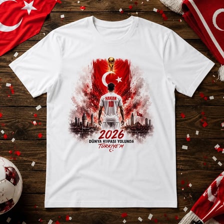 BK Gift Kişiye Özel Türkiye Taraftar Temalı 2026 Dünya Kupası Tasarımlı Tişört-3, Tek Yürek Milli Takım Ruhu