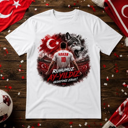 BK Gift Kişiye Özel Türkiye Taraftar Temalı 2026 Dünya Kupası Tasarımlı Tişört-4, Tek Yürek Milli Takım Ruhu