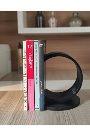 Modern Tasarım Kitap Desteği – 3D Yazıcı Baskı PLA Malzeme (15 cm, Siyah)