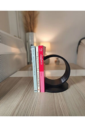 Modern Tasarım Kitap Desteği – 3D Yazıcı Baskı PLA Malzeme (15 cm, Siyah)