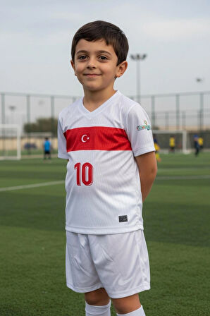 10 Numara Arda Güler Beyaz Çoraplı Milli Takım Çocuk Spor Alt Üst Takım T-Shirt