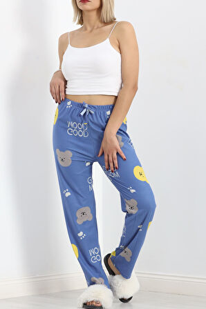 BENSU STORE Desenli Süet Pijama Altı Mavi - 103.1287.