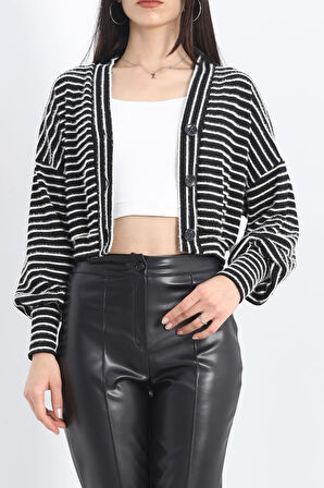 BENSU STORE Sakallı Crop Hırka Siyah - 12755.148.