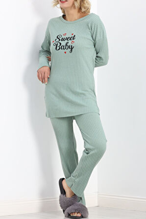 BENSU STORE Nakışlı Pijama Takımı Mint - 18986.1567.