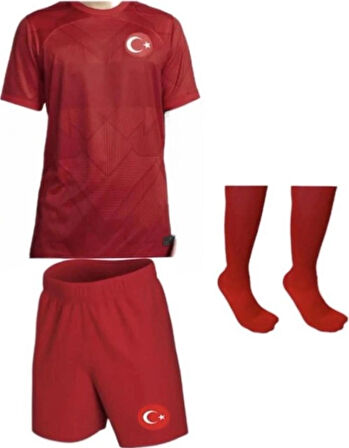 Bite Nose Türkiye Milli Takım Kırmızı Şortlu Çocuk Çoraplı  T-Shirt Halısaha Forma
