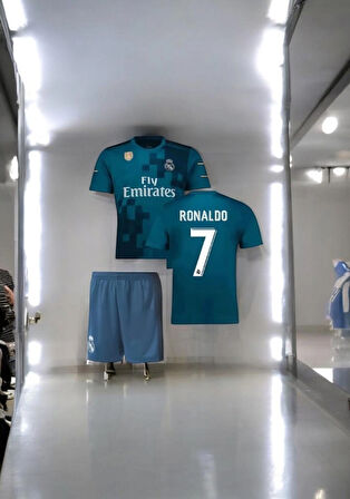 Ronaldo Turkuaz-mavi 2018 Sezonu Deplasman 2'lü Çocuk Futbol Forma Seti