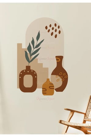 Kendiliğinden Yapışkanlı Kalın Kanvas Dokulu Dekoratif Bohem Art Soyut Duvar Kağıdı Duvar Stickerı