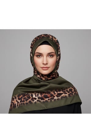 Soft Zarif Leopar Desenli Moda Trend Şal