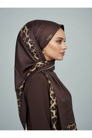 Soft Zarif Leopar Desenli Moda Trend Şal