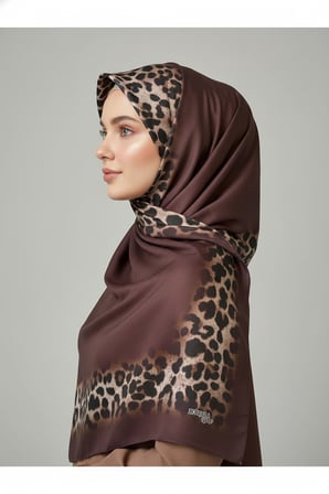 Soft Zarif Leopar Desenli Moda Trend Şal