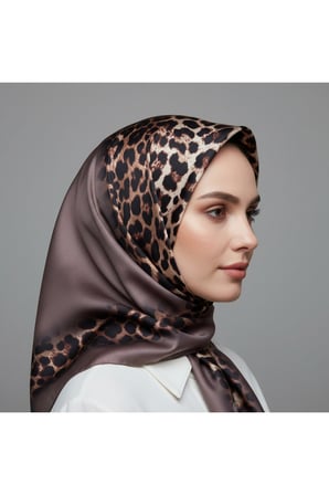 Soft Zarif Leopar Desenli Moda Trend Şal