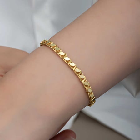 925 Ayar Gümüş Gold Pullu Zincir Kadın Bileklik