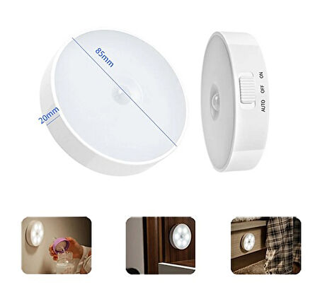 Hareket Sensörlü 8 Ledli Usb Şarjlı Beyaz Işık