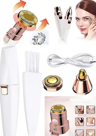 2 Başlıklı Yüz Tüy Alıcı Kaş Bıyık Kıl Epilasyon Aleti Şarjlı