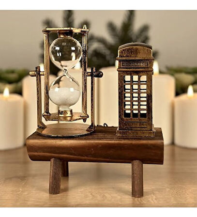 Dekoratif İngiliz Telefon Kulübesi Ve Kum Saati S-23