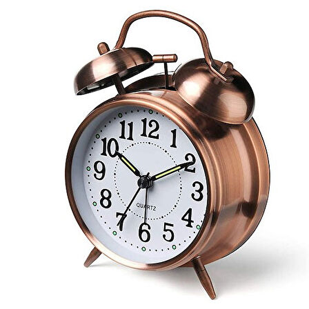 Orta Boy Nostaljik Metal Çalar Masa Saati