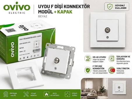 Ovivo Grano Beyaz Uydu Prizi Çerçeve Dahil 