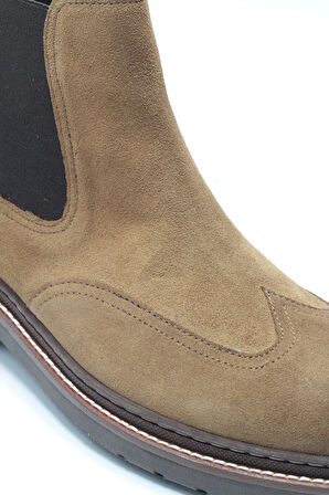 Taba Rengi Hakiki Süet Brogue Detaylı Comfort Eva Taban Erkek Chelsea Bot B10-0304E-SU07
