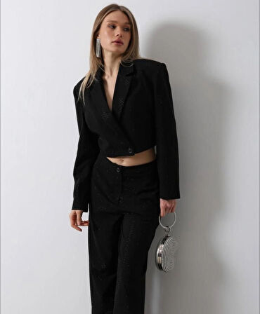 Yeni sezon taşlı ceket pantolon ikili takım