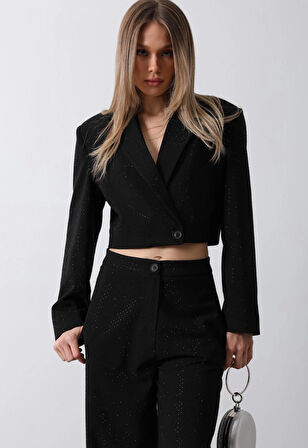 Yeni sezon taşlı ceket pantolon ikili takım