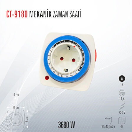 CATA CT-9180 MEKANİK ZAMAN SAAT PRİZ