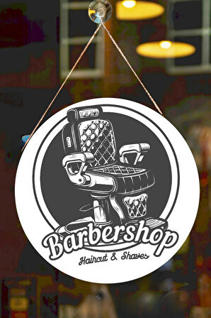 Berber Cam Kapı Pano Tabelası, Berber Dükkanı için Süs, Askılı Cam Kapı Berber Kuaför Yazı Levhası