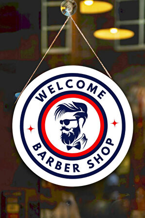 Berber Cam Kapı Pano Tabelası, Berber Dükkanı için Süs, Askılı Cam Kapı Berber Kuaför Yazı Levhası
