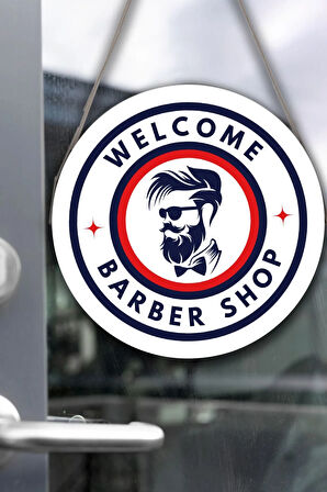 Berber Cam Kapı Pano Tabelası, Berber Dükkanı için Süs, Askılı Cam Kapı Berber Kuaför Yazı Levhası