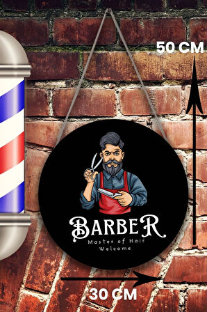 Berber Cam Kapı Pano Tabelası, Berber Dükkanı için Süs, Askılı Cam Kapı Berber Kuaför Yazı Levhası