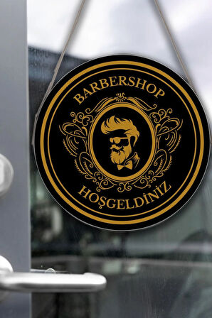 Berber Cam Kapı Pano Tabelası, Berber Dükkanı için Süs, Askılı Cam Kapı Berber Kuaför Yazı Levhası