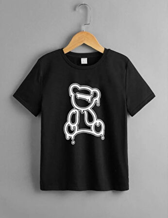 Çocuk Unisex Baskılı T-Shirt - Siyah