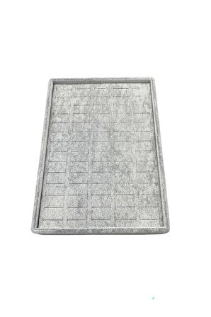 Yerli Üretim Küçük Boy Süet Kumaş Gri Renk 24/17,5 Cm Batırmalı Yüzük Küpe Tablası