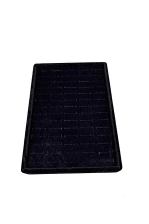 Yerli Üretim Küçük Boy Süet Kumaş Siyah Renk 22/14 cm Batırmalı Yüzük Küpe Tablası