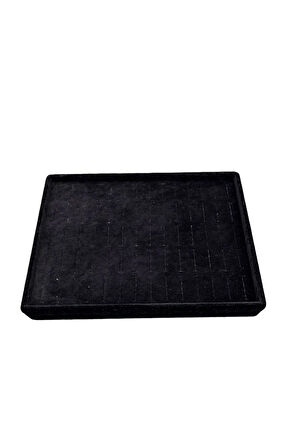 Yerli Üretim Küçük Boy Süet Kumaş Siyah Renk 22/14 cm Batırmalı Yüzük Küpe Tablası