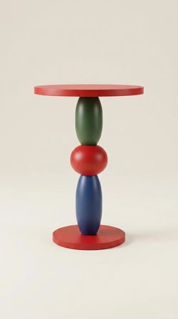 Bubble Ahşap Yan Sehpa 55cm Kırmızı Yeşil Mavi Renkli Modern Tasarım Dekoratif