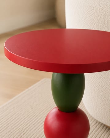 Bubble Ahşap Yan Sehpa 55cm Kırmızı Yeşil Mavi Renkli Modern Tasarım Dekoratif