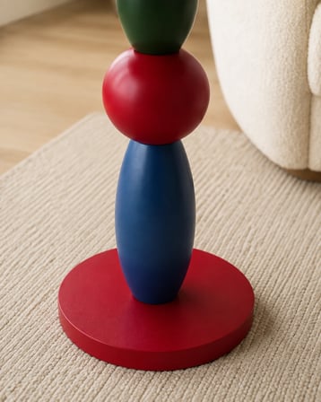 Bubble Ahşap Yan Sehpa 55cm Kırmızı Yeşil Mavi Renkli Modern Tasarım Dekoratif