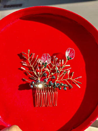 Gelin Saç Tarağı & Damat Yaka Çiçeği Seti – El Yapımı Özel Tasarım