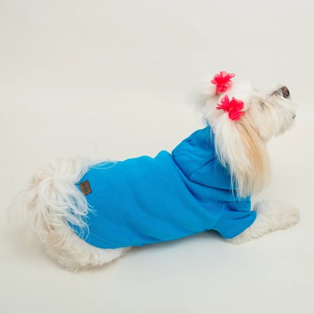 Mavi Baskısız Kedi ve Köpek Sweatshirt Hoodie