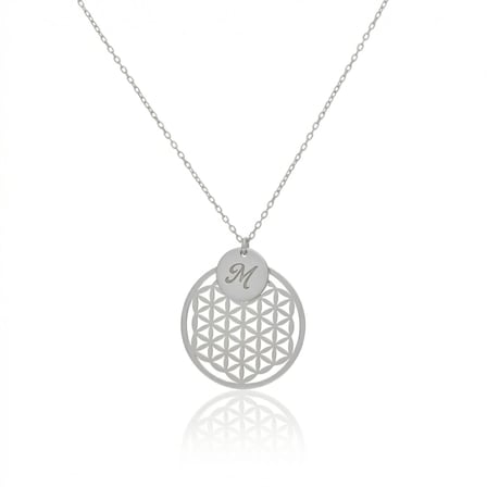 Yaşam Çiçeği Harfli Disk Kolye 925 Ayar Gümüş Kişiye Özel Minimal Tasarım Gold Rose Gold Silver Kadın Kolye